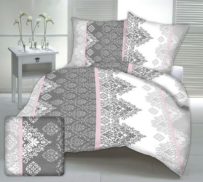 Pościel z kory 140x200 wzór wycinanka | różowy pas / ornament