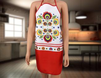 Fartuch kuchenny łowicki czerwony