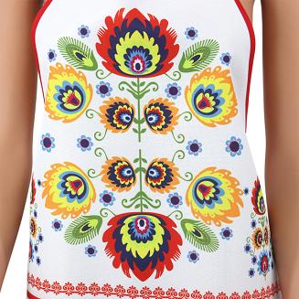 Fartuch kuchenny łowicki czerwony