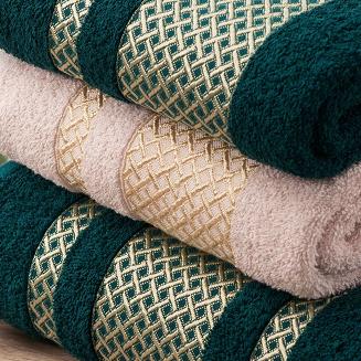 Ręcznik bawełniany LIONEL 50x90 pudrowy ze złotą bordiurą