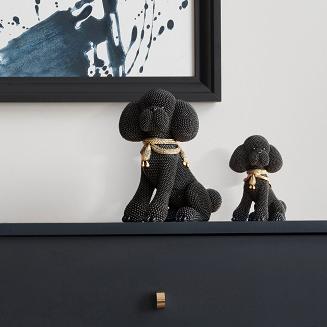 Figurka dekoracyjna ELDO 15x10x19 Eurofirany czarny siedzący piesek młody pudel