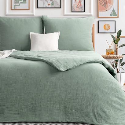 Pościel bawełniana MUSLIN 160x200 Eurofirany miętowa muślinowa