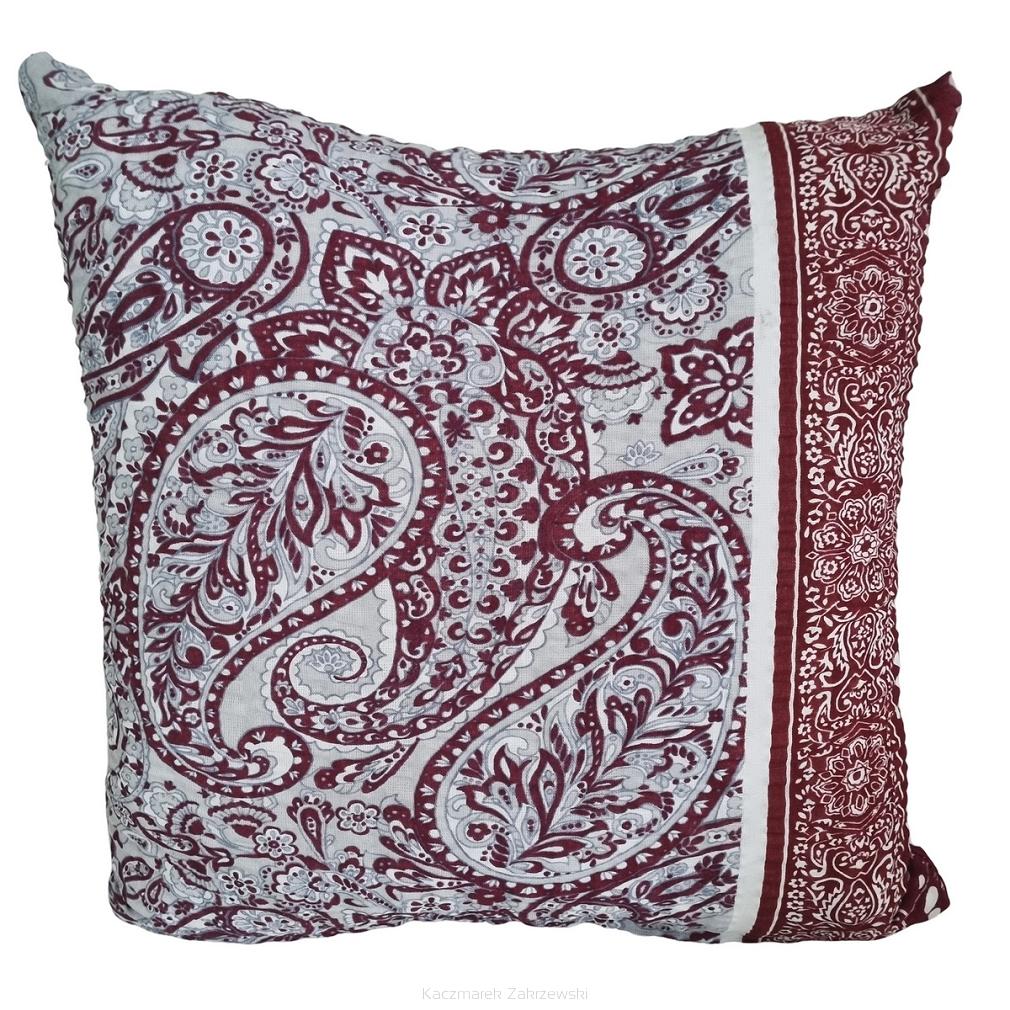 Poszewka z kory 40x40 bordowa biała szara paisley ornamenty