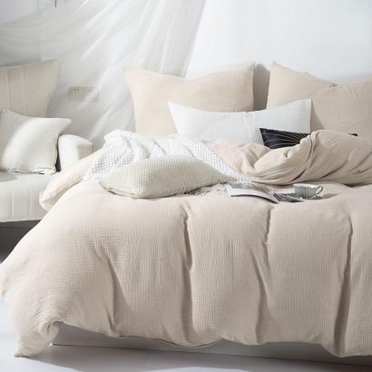 Pościel bawełniana MUŚLINOWA 140x200 jasnobeżowa