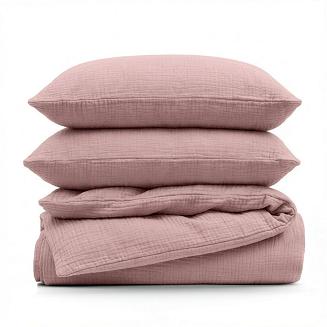 Pościel bawełniana MUSLIN 160x200 Eurofirany jasnoróżowa muślinowa