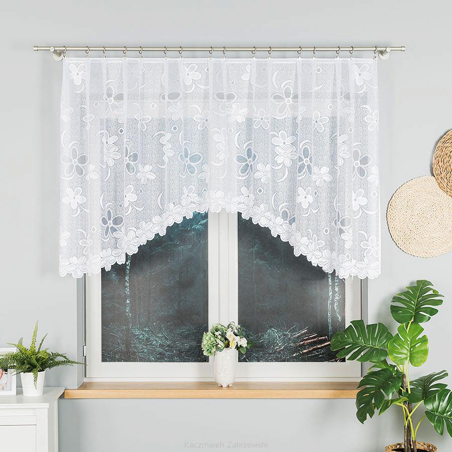 Firanka żakardowa gotowa na żabki RENATA 250x110 biała