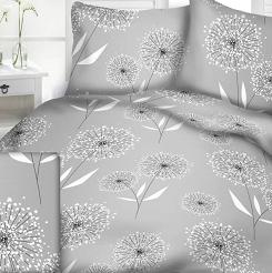 Pościel satyna korowana 220x200 wzór dmuchawce na szarości