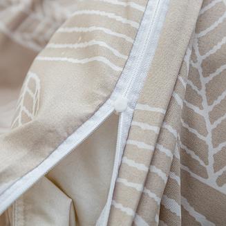 Komplet pościeli dwustronnej 220x200 beżowa biała liście