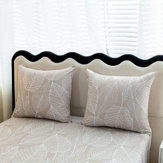 Komplet pościeli dwustronnej 220x200 beżowa biała liście