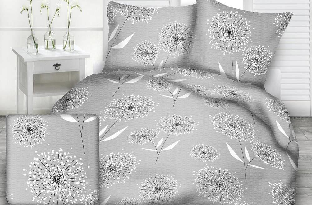 Pościel z kory I 160x200 wzór dmuchawce na szarości