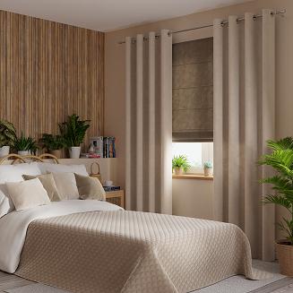 Zasłona gotowa na przelotkach VELVI 140x250 ciemnokremowa