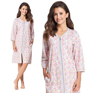 Szlafrok damski LUNA kod 362 koralowe zygzaki