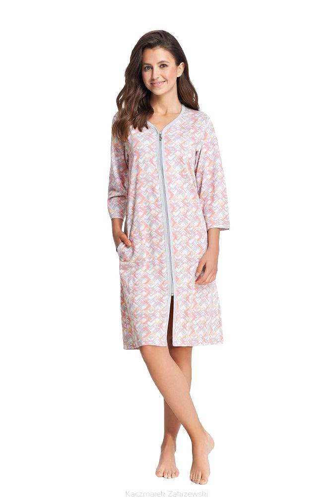 Szlafrok damski LUNA kod 362 koralowe zygzaki