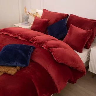 Pościel z mikrofibry MIŚ Cozy 220x200 bordowa