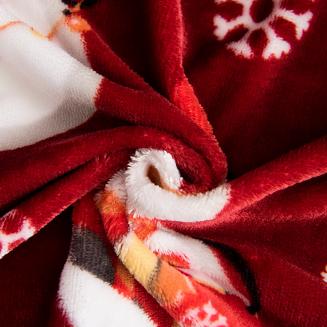 Pościel polarowa XmasCozy 220x200 welur świąteczna czerwona prezentowe bałwanki i śnieżynki