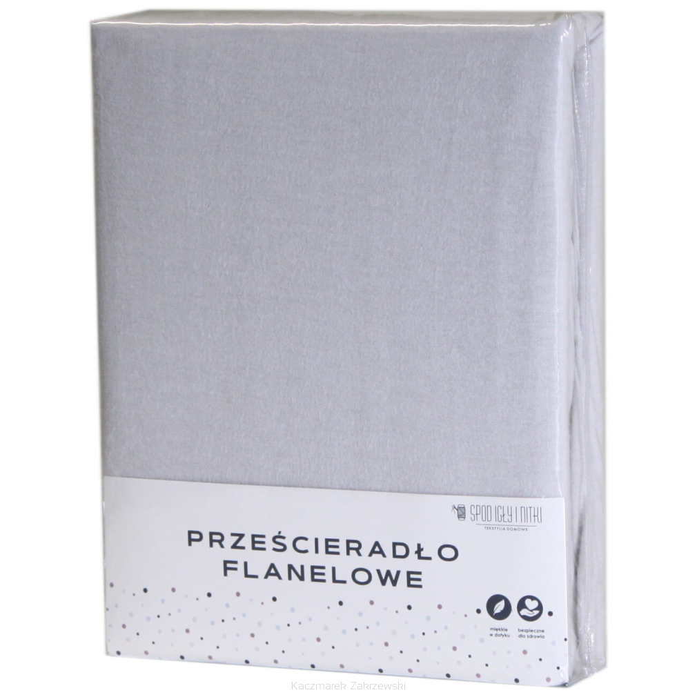 Prześcieradło flanelowe bez gumki 180x200 szare