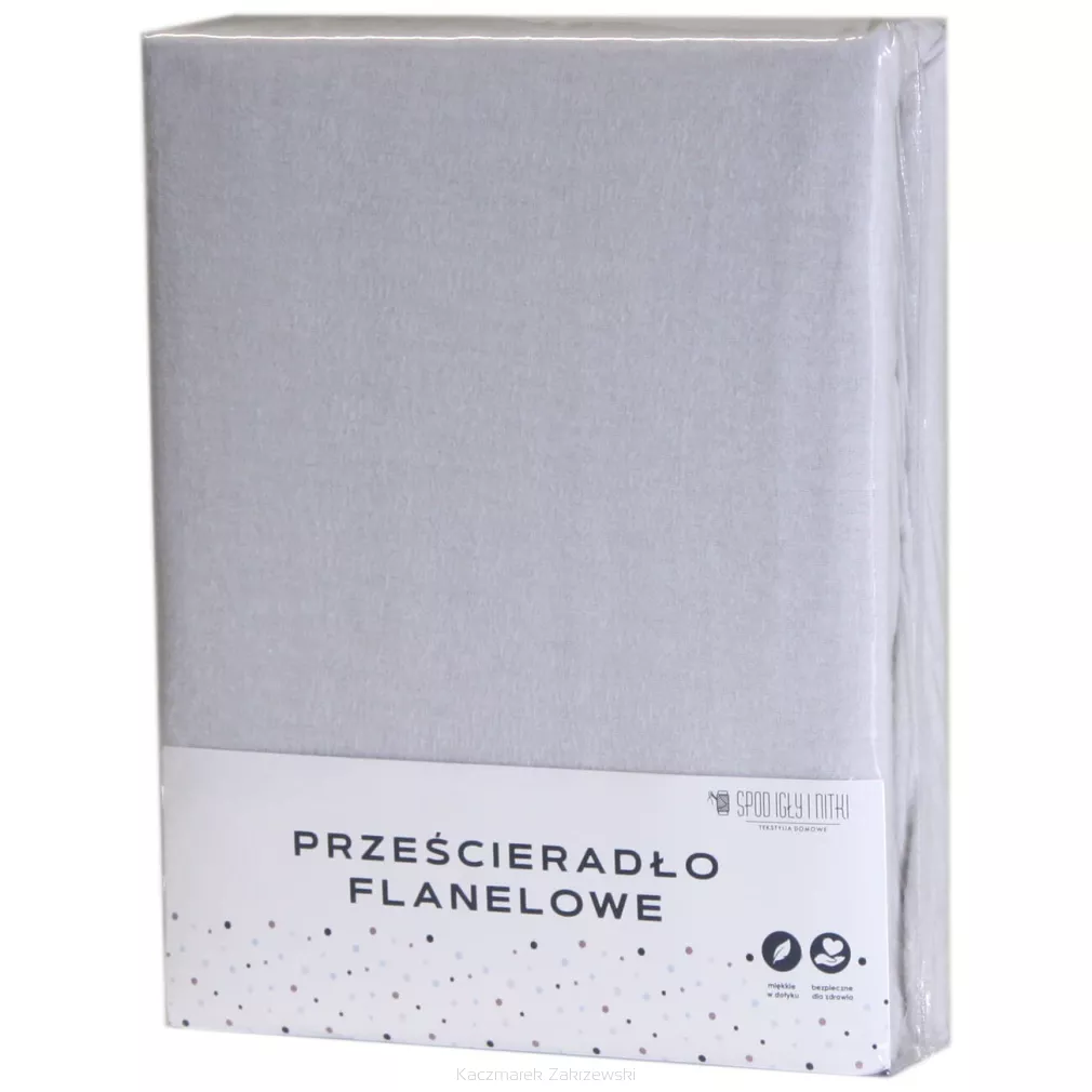 Prześcieradło flanelowe bez gumki 180x200 szare