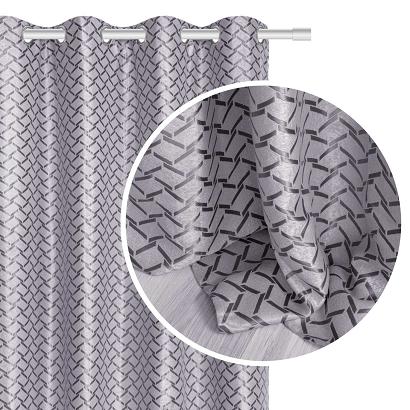 Zasłona gotowa na przelotkach HARD 140x250 zaciemniająca żakardowa srebrna