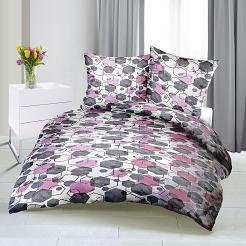 Pościel z kory 160x200 szara różowa biała geometria
