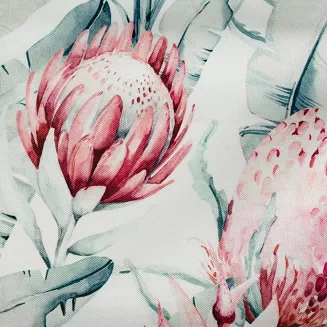 Obrus dekoracyjny wodoodporny okrągły GARDEN 150x150 Eurofirany biały w subtelny nadruk kwiatów