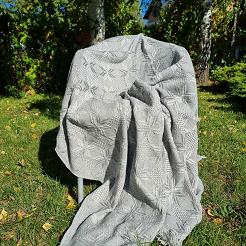 Narzuta dekoracyjna tkana 170x205 szara gwiazdki