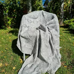Narzuta dekoracyjna tkana 170x205 szara gwiazdki