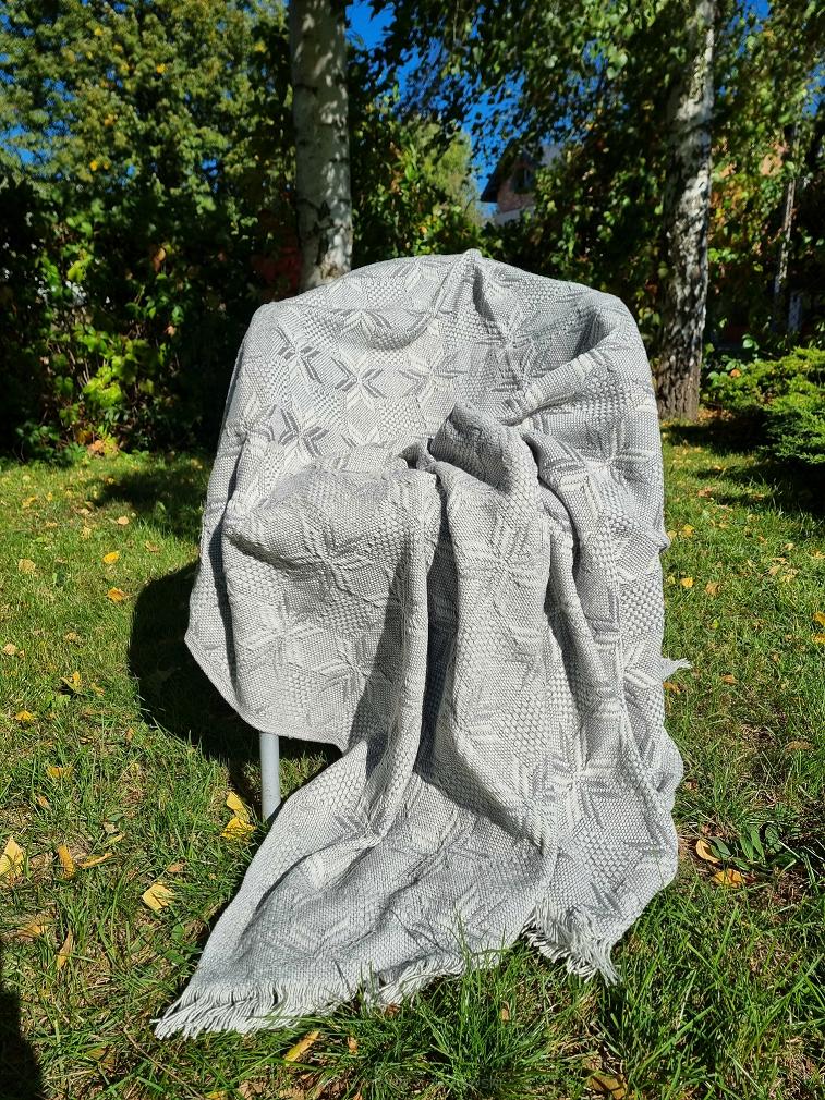 Narzuta dekoracyjna tkana 170x205 szara gwiazdki