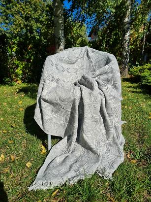 Narzuta dekoracyjna tkana 170x205 szara gwiazdki