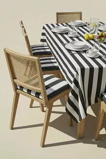 Grafitowy Obrus Ogrodowy Wodoodporny 140x180 STRIPES