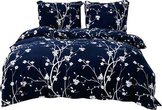 Pościel polarowa 160x200 welur granatowa biała gałązki