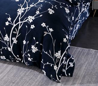 Pościel polarowa 160x200 welur granatowa biała gałązki