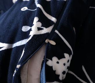 Pościel polarowa 160x200 welur granatowa biała gałązki