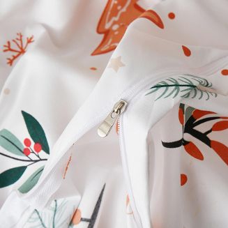 Biała Świąteczna Pościel z Mikrofibry z Nadrukiem 140x200 Gingerbread