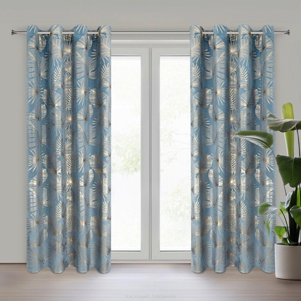 Zasłona gotowa na przelotkach ARIA 135x250 Eurofirany niebieski