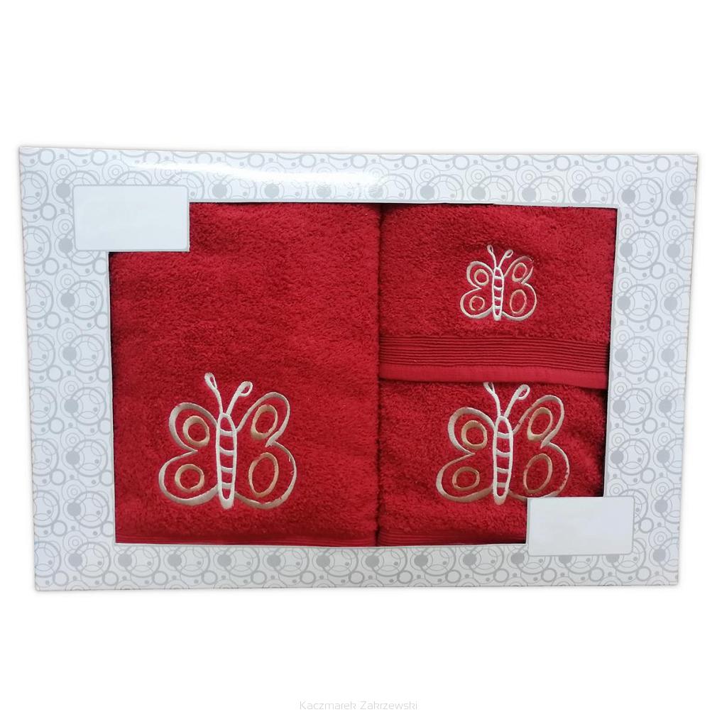 KOMPLET ręczników 3 szt. VILLA CLASSIC motyl czerwony