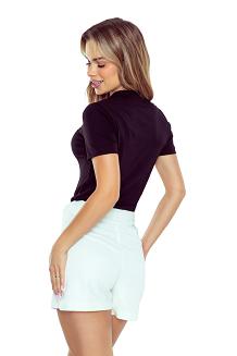 Koszulka damska z krótkim rękawem i półstójką Galina czarna