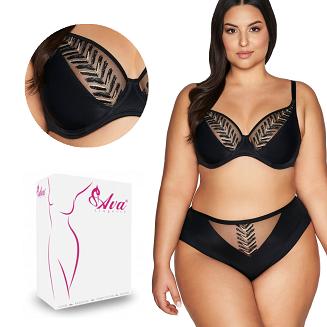 Biustonosz braletka Soft AV 2118 miękki czarny z geometrycznym haftem