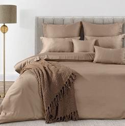 Pościel satynowa ELEGANT1E 160x200 Eva Minge Eurofirany jasnobrązowy