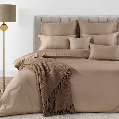 Pościel satynowa ELEGANT1E 160x200 Eva Minge Eurofirany jasnobrązowy