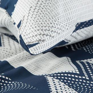 Pościel z makosatyny PALERMO4 160x200 Eurofirany biały/granatowy