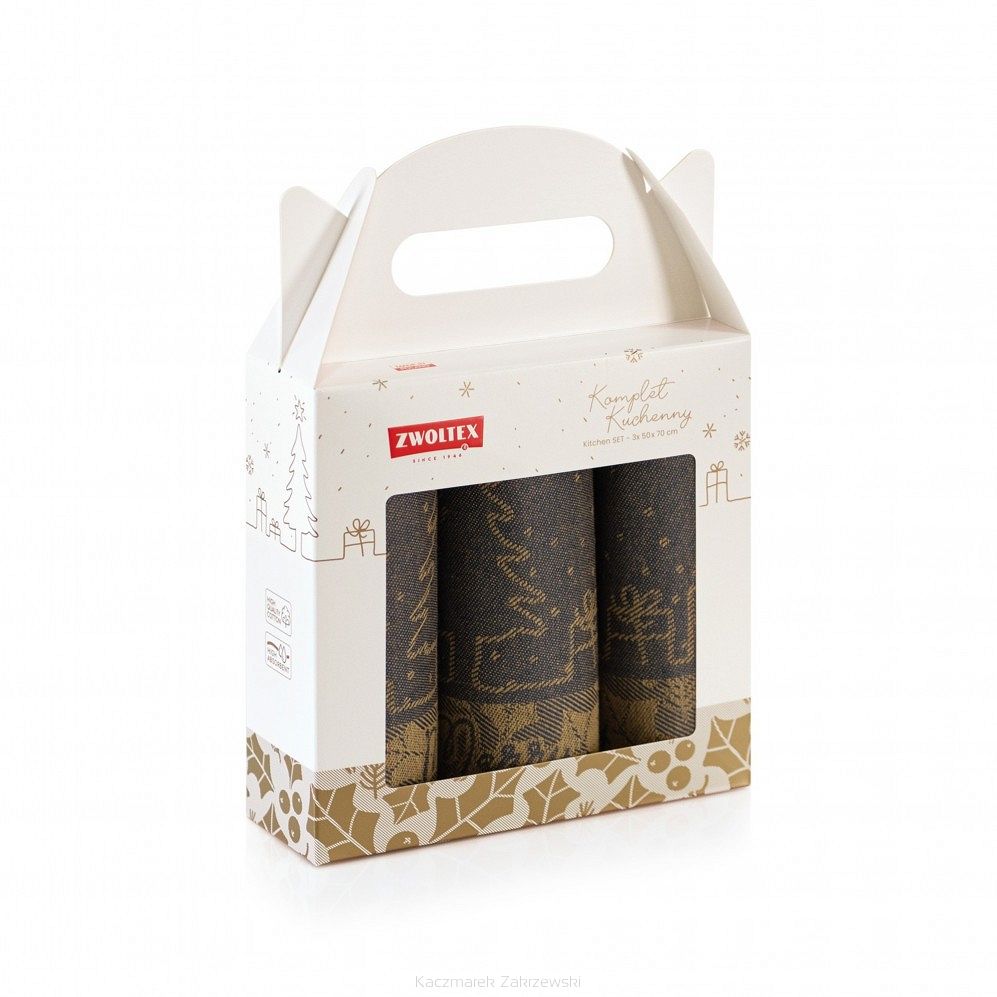 Komplet ścierek kuchennych świąteczny ZWOLTEX Merry Christmas granatowy