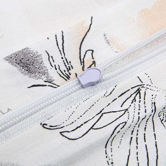 Pościel satyna bawełniana SATYNLOVE 140x200 biała w beżowe brązowe listki