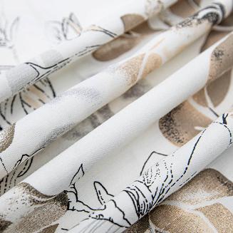 Pościel satyna bawełniana SATYNLOVE 140x200 biała w beżowe brązowe listki