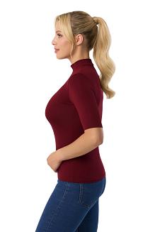 Bluzka damska półgolf z krótkim rękawem LAYLA bordowa