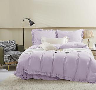 Pościel Ruffy 160x200 wrzosowa z falbanką