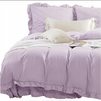 Pościel Ruffy 160x200 wrzosowa z falbanką