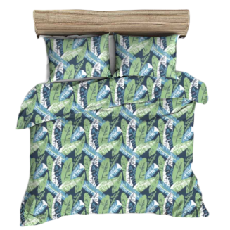 Pościel z kory 160x200 zielona niebieska grafitowa liście