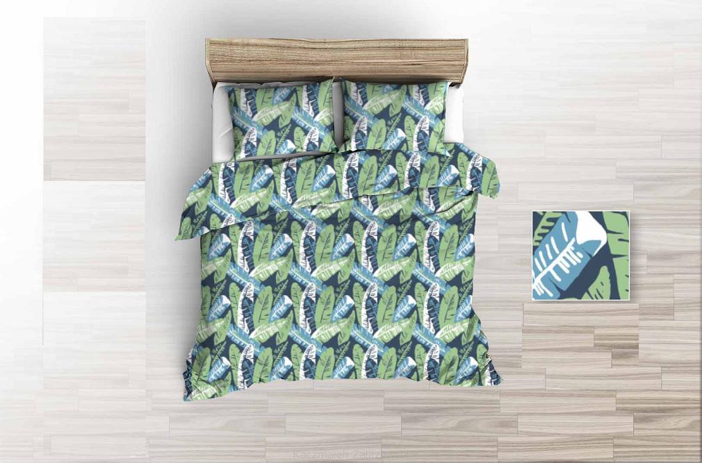 Pościel z kory 160x200 zielona niebieska grafitowa liście