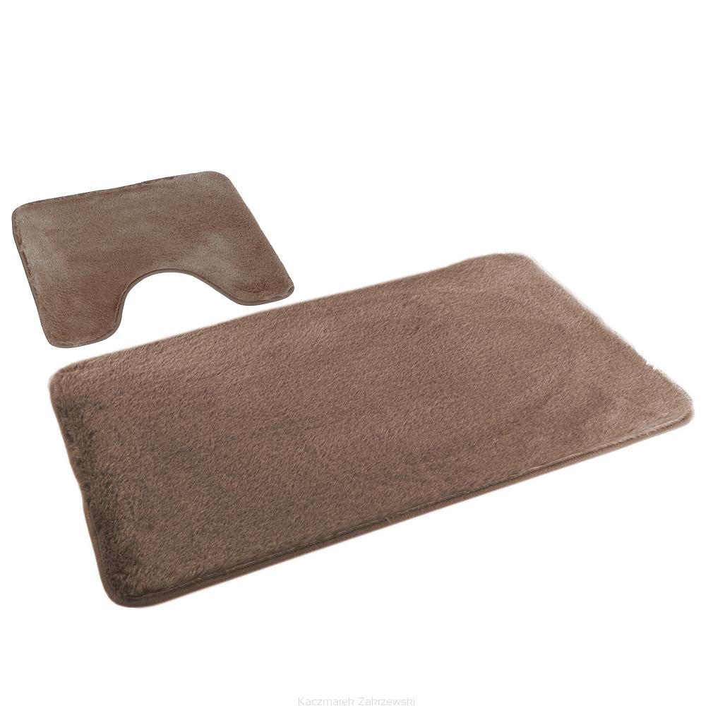 Dywanik łazienkowy 2-częściowy LOMBOK Euromat puszysty brązowy