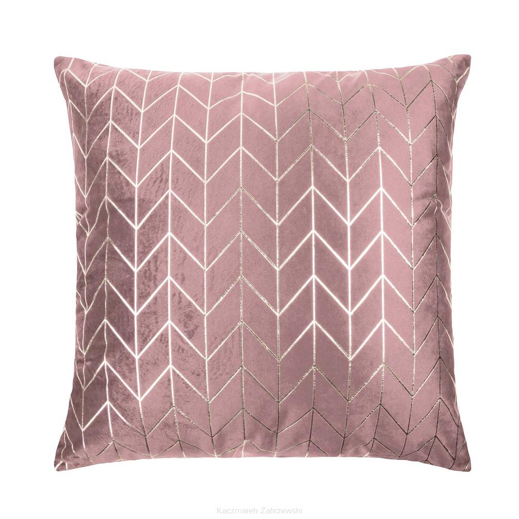 Poszewka dekoracyjna NORD 45x45 welurowa pudrowy róź geometria